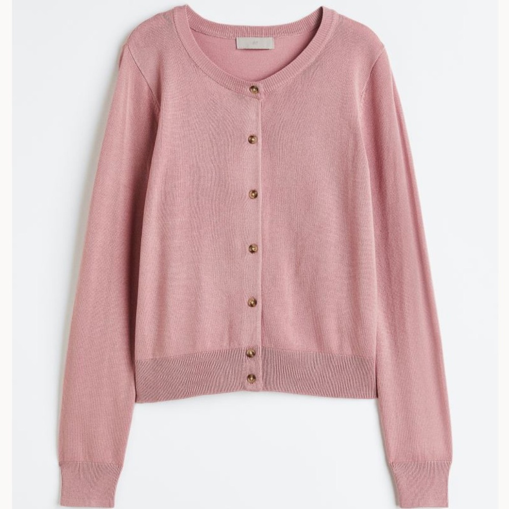 Women’s H&M Fine-Knit Cardigan - Light Pink Melange